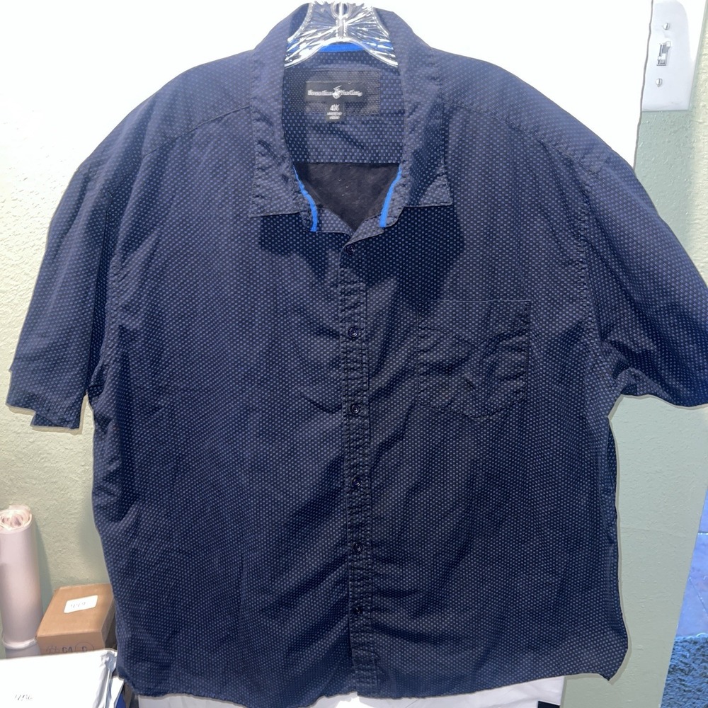 Beverly Hills Polo Club Men's Short Sleeve Button Up Shirt Big & Tall print 4X